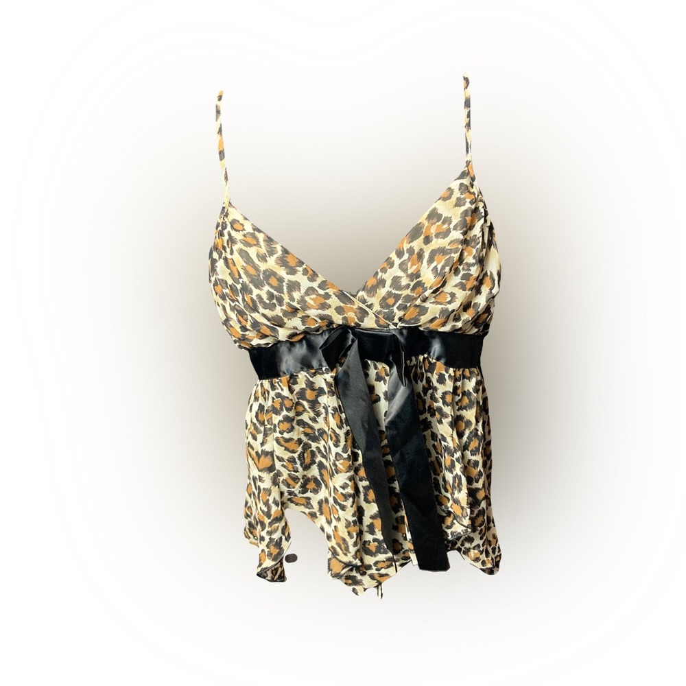 Leopard Print Babydoll Top Linejour Medium